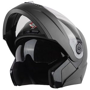 Steelbird SBA-7 7Wings ISI Certified Flip-Up Helmet for Men and Women with Inner Smoke Sun Shield (Medium 580 MM, Dashing Black)