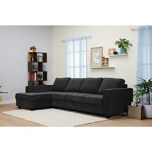 Wakefit Napper L Shape Sofa Set (3 Seater + Left Aligned Chaise, Fabric, Smoke Grey)