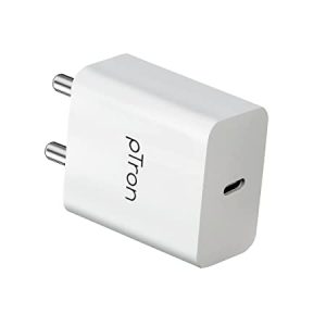 pTron Volta FC14 20W Single Port Type-C PD Fast Charger, BIS Certified, Made in India Wall Adapter for iPhone