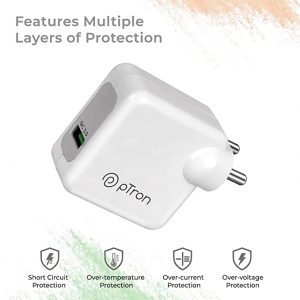 pTron Volta FC16 30W Single Port QC3.0 USB Fast Charger, BIS Certified, Made in India Smart Wall Adapter