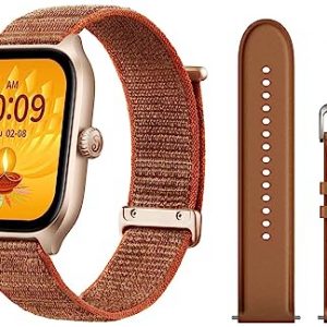 Amazfit GTS 4 Smart Watch with 1.75 AMOLED Display, Bluetooth Calling, 150+ Sports Modes and Blood-Oxygen Saturation Measurement (Autumn Brown) 22MM Leather Strap (Brown)