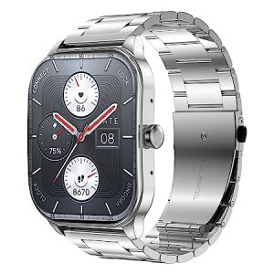 Amazfit Pop 3S Smart Watch with 1.96 AMOLED Display, BT Calling, SpO2, 12-Day Battery Life, 304 Stainless Steel, AI Voice Assistance, 100 Sports Modes, 24H HR Monitor, Music Control (Metallic Sliver)