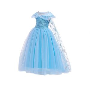 Hopscotch Girls Poly Cotton Sequin Embellished Gown in Blue Color