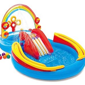 Intex Inflatable Rainbow Ring Water Play Centre, Multi Color