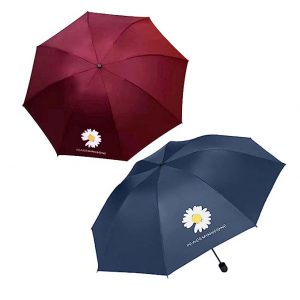 KEKEMI 3 Fold Flower Print Manual Sun & Rain Umbrella for Men & Women (Pack of 2)