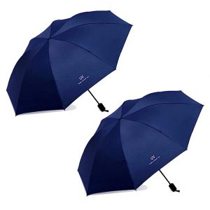 KEKEMI 3 Fold UV Plain Automatic Sun & Rain Umbrella for Men & Women (Pack of 2)