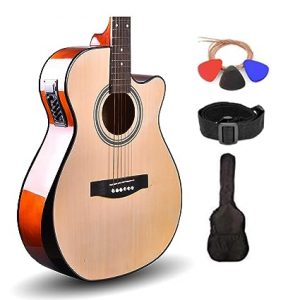Kadence Frontier Series Q10 (Hand Rest) Acoustic Guitar (With Equalizer and Pickup),Die Cast Keys Combo with Bag, 1 pack Strings, Strap and Picks