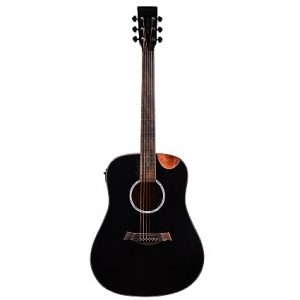 Kadence Slowhand Premium Jumbo Semi Acoustic Guitar with Heavy Padded Bag, guitar cable, Pro Capo (Black Spruce Wood)