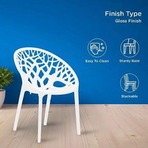Nilkamal CRYSTALPP Plastic Mid Back Chair Chairs for Home Dining Room Bedroom Kitchen Living Room Office - Outdoor - Garden Dust Free 100% Polypropylene Stackable Chairs