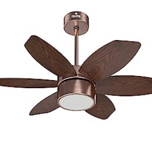 Polycab Superia SP03 Super Premium 800 mm Underlight Designer Ceiling Fan With Remote, Built-in 6 Colour LED Light and 2 years warranty (Antique Copper Rosewood)