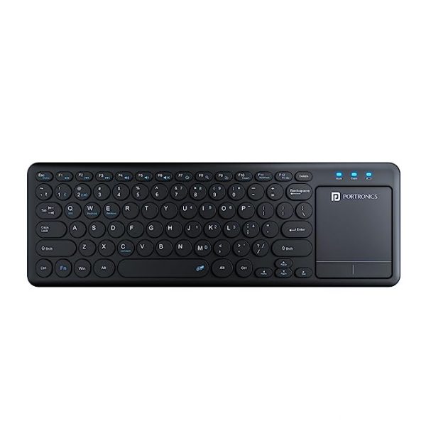 Portronics Bubble Pro Wireless Keyboard with Touchpad, Bluetooth & 2.4 GHz Dual Connectivity, Noiseless Keys, Connect Upto 2 Devices, Spill-Resistant Design (Black)