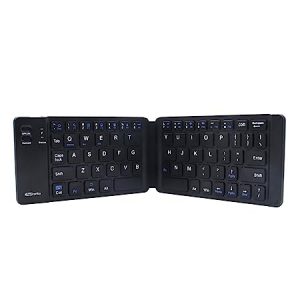 Portronics Chicklet Foldable QWERTY Keyboard, Mini Pocket Sized, Rechargeable, Bluetooth Wireless, One Touch Connect Button, for iOS, Android and Windows Tabs, Smartphones, Black