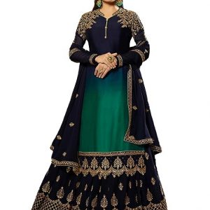 Royal Export Women's Padding Blue Georgette satin Anarkali Salwar Suit