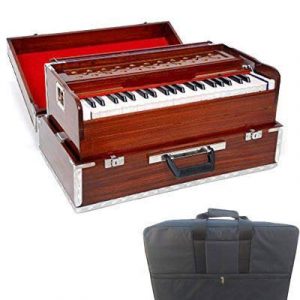 SG Musical Folding Harmonium bass+male two reeds, finish lacquer, easy to pump, tuning 440 standard pitch with bag
