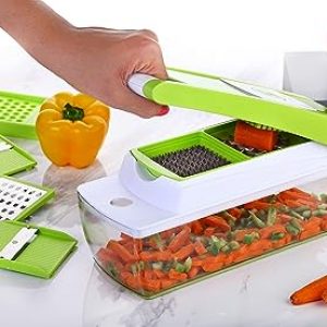 Signoraware 14 in 1 Multi-Purpose Vegetable and Fruit Chopper - Multicolour, Plastic Body, Stainless Steel Blades