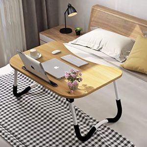 Tarkan Stud Foldable Wooden Finish Mini Desk for Couch, Sofa Bed, Study Tray Table Stand for Writing (Beige)