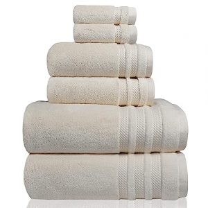 Trident Luxury Hotel Collection (Finesse), Extra Large Bath Towels, 100% Cotton, Zero Twist, 6 Piece Set -2 Bath, 2 Hand, 2 Face Towel, Super Soft, Extra Absorbent (Linen)