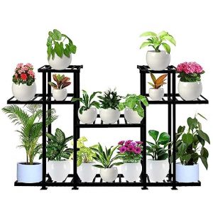 TrustBasket Aster Planter Stand (Black) - Multiple Pot Stand Indoor Outdoor, Multipurpose Stand, Racks, Planter Stand