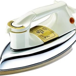 BAJAJ 1.5KG Heavy Weight Instant Heat Gold Plate Coated Non Stick 1000 W Dry Iron (White)