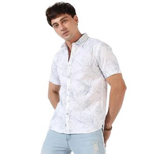 Campus Sutra Men's Button Up Spread Collar Shirt for Casual Wear Regular Fit Cotton Shirt Crafted with Sleeve