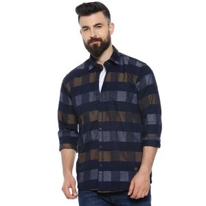 Campus Sutra Men's Multi-Coloured Checkered Button Up Shirt Regular Fit for Casual Wear Structured Shirt Crafted with Regular