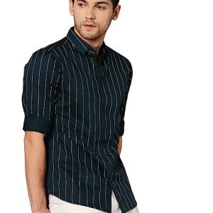 Dennis Lingo Men's Striped Slim Fit Cotton Casual Shirt