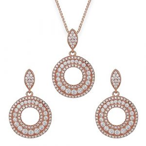 GIVA 925 Sterling Silver Anushka's Classic Rose Gold Set With Earrings, Pendant & Chain Sets for Women & Girls With Certificate of Authenticity and 925 Stamp