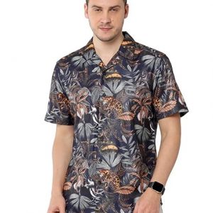 GLORYBOYZ Men's Half Sleeve Relaxed Fit Shirt Fashion Tropical Printed Hawaiian Aloha