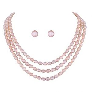 HYDERABAD JEWELS Natural Fresh Water Pearls necklace Set For Women n Girls