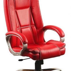 Nice Goods Executive Chair Ergonomic Leatherette Office Work from Home Chair Strong Metal Base High Comfort Seating Chair for Office Work at Home Gaming Chair(Arm Rest - Red 13R)