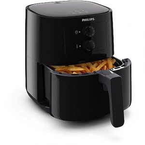 PHILIPS Air Fryer HD9200 90, uses up to 90% less fat, 1400W, 4.1 Liter, with Rapid Air Technology (Black), Large