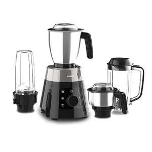 PHILIPS HL7777 00 Mixer Grinder, 750W, 4 Jars, Smart One-Touch Mode, 50% Reduction in sound power, Digital Interface, Intelli-speed Technology for Pre-Set cooking, Soft Sound Technology