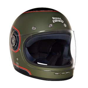 Royal Enfield Drifter V2 Full Face Helmet with Clear Visor Matt Battle Green, Size L(59-60cm)