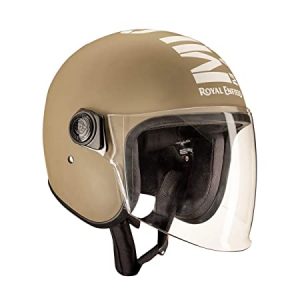 Royal Enfield ISI Certified Open Face MLG Helmet with Clear Visor(Matt Desert Storm-Size L)