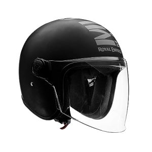 Royal Enfield Open Face MLG Helmet with Clear Visor Matt Black & Grey, Size L(59-60cm)