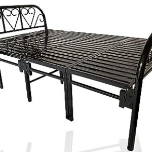 Sahni Portable furniture Full Size Folding Bed in Iron Metal - Black Color Stripes,Glossy(6ft by 4 ft,188 cm x 121cm)