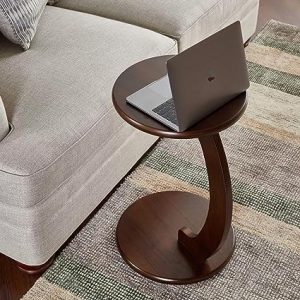 UHUD CRAFTS Round C Shaped End Table for Living Room, Sofa Side Table That Slides Under, Coffee Table and Laptop Table for Bedroom, Drawing Room