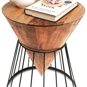 UHUD CRAFTS Wooden Minimalistic Cone Shape Coffee Table SideTable for Home Decor Sofa Side Table & End Table Furniture for Living Room, Bedroom, Office