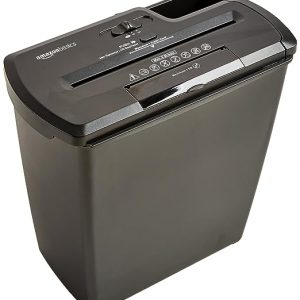 AmazonBasics 8-Sheet Strip Cut Paper With CD and Credit Card Shredder With 12 Liter Waste Basket Capacity