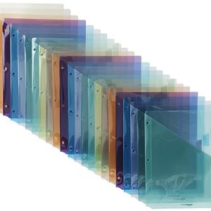 AmazonBasics Two Pocket Plastic Dividers, 8 Tab Set, Multicolor, Pack of 3 Sets