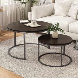 Cepee Tea Table Set of 2 Center Coffee Table Round Stackable Couch Nesting Tables Set of 2 foe Living Room or Lounge