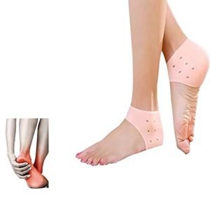 Delinger Healthcare Silicone Gel Heel Pad Socks for Pain Relief for Men and Women (Beige, Free Size)