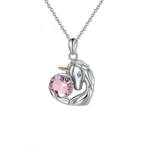 FABUNORA Swarovski Crystal Unicorn Necklace - 925 Pure Silver Pendant Set With Certificate