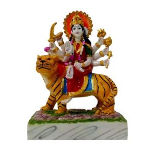 FABZONE Resin Maa Durga Statue Sherawali MATA Rani Idol, 8 Inches, Multicolored, 1 Piece