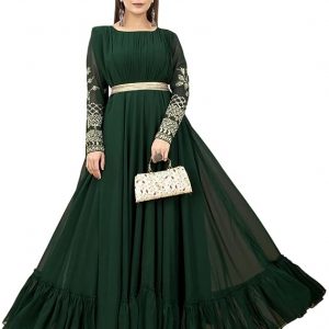 Fashion Basket Georgette Green Gown For Womens (FB-ES-E6014)