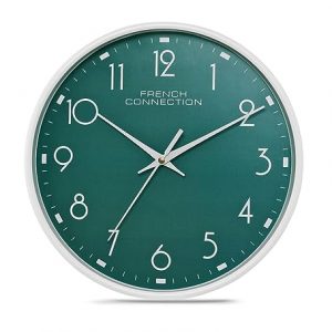 French Connection Elegant Decorative Analog Wall Clock with Teal Dial - Size 12 inches - FCWC06-C