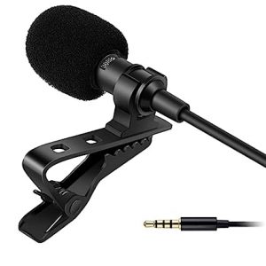 Hevalls 360 3.5mm Clip Microphone for YouTube, Collar Mike for Voice Recording, Lapel Mic Mobile, Pc, Laptop Black 1.5m