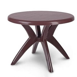 Homiboss Plastic Round Table Dining Table for Home, Office, Study Glossy Finish Center Table Coffee Table for Balcony