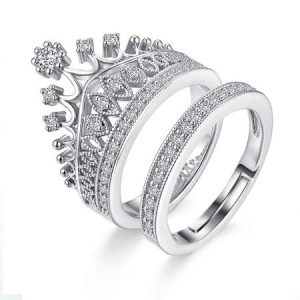 Jewels Galaxy Stylish Crystal Silver Plated Sparkling Rings For Women/Girls
