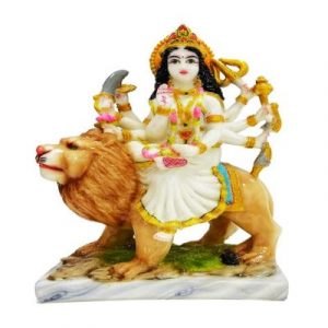 KRISHNAGALLERY1 Marble dust Lord Durga Ma Sherawali MATA Murti Vashno MATA Devi Statue for Pooja Room Gift Idol 9 Inch